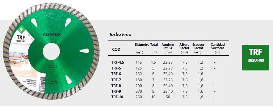 Disco Diamantado Turbo Fino – TRF 4.5” –  7” – 10”