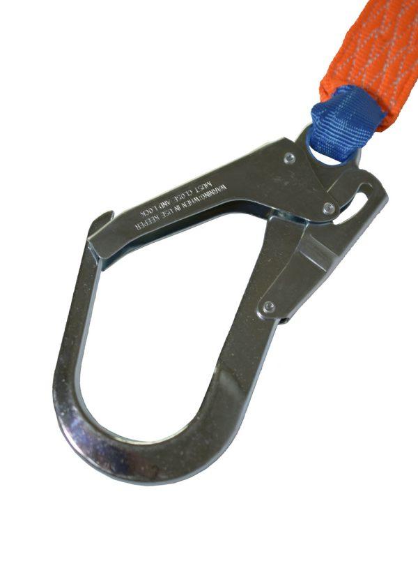 Cola de amarre de cinta plana 2 m con mosquetones de 18 mm y de 55 mm